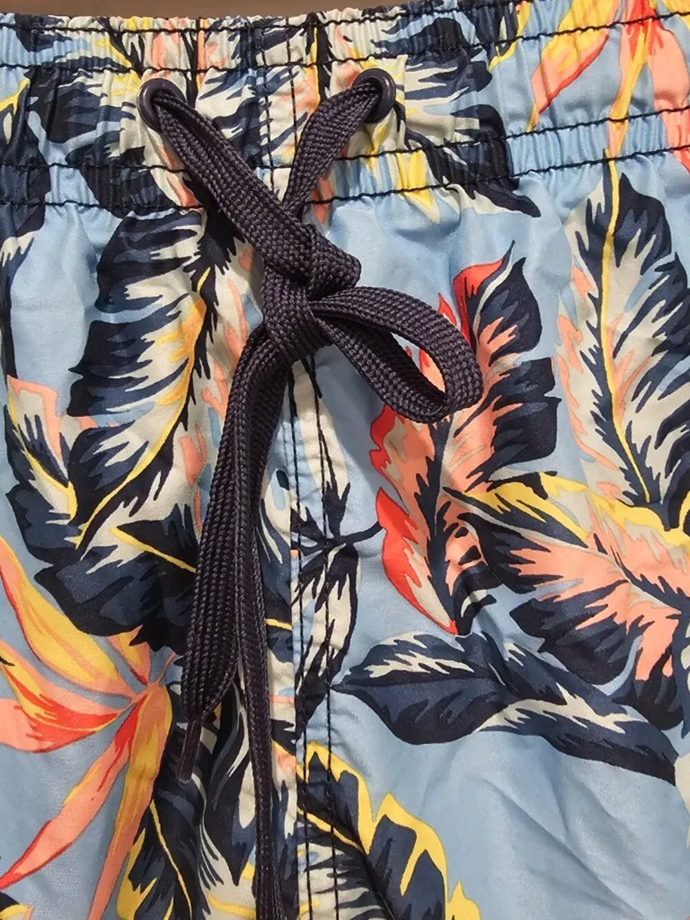 Kanu Surf Men's XL Blue Hawaiian Swim Trunks Board Shorts Elastic Waist Pocket